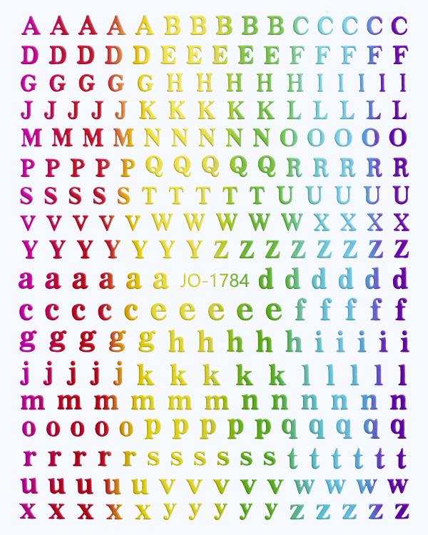 Gold & Rainbow Fluorescent Letter Nail Art Stickers