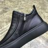 Men's winter English style Chelsea men's boots with fleece insulation high top leather boots cotton boots
