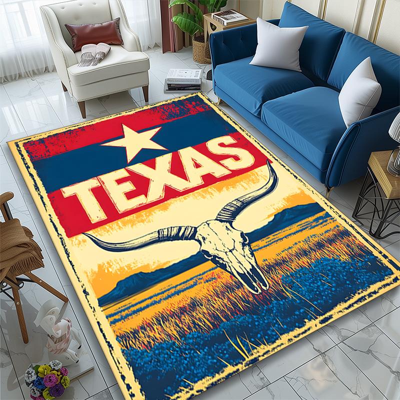 1pc Office Carpet, Texas Flag Graphic Chair Rug, Living Room Printed Area Rug, Home Chair Floor Mat
