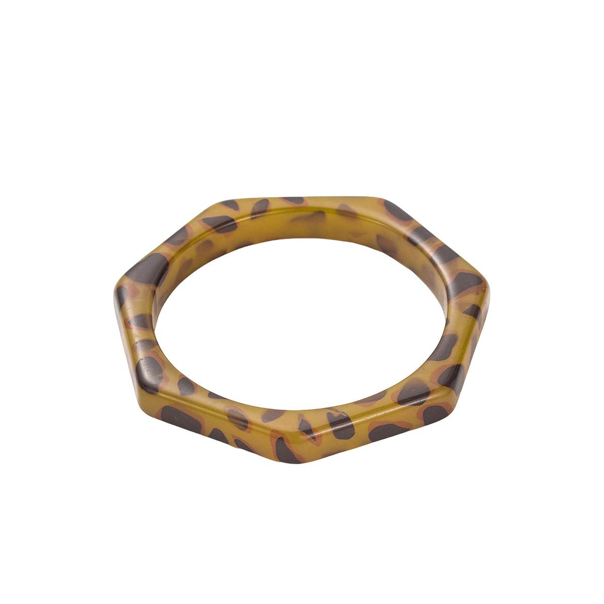 Геометрический браслет из смолы с леопардовым принтом - Ретро многослойный дизайн