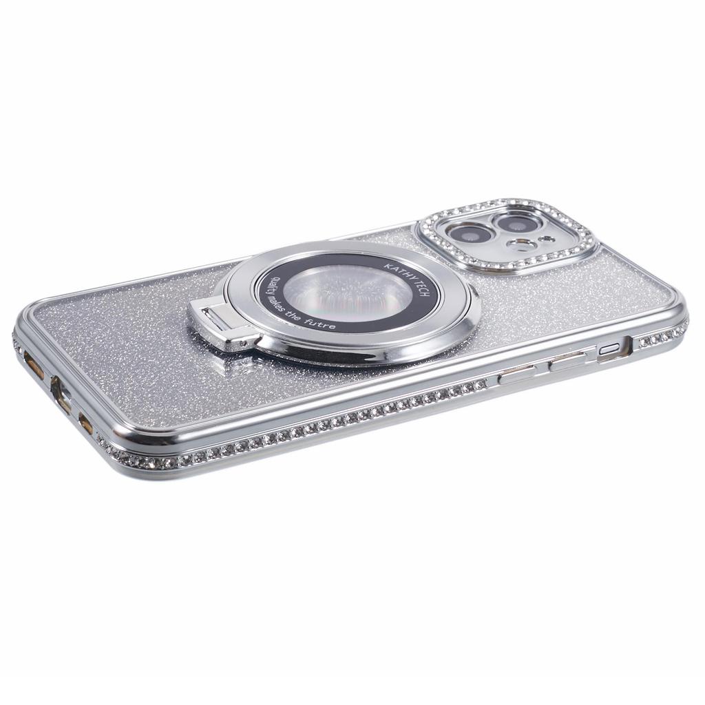 For iPhone 11 Cell Phone Case Gradient TPU Cover with Kickstand/Rhinestone