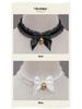 Lolita Fox Ear Cosplay Cat Headband & Erotic Bell Necklace Set with Cute Bow.