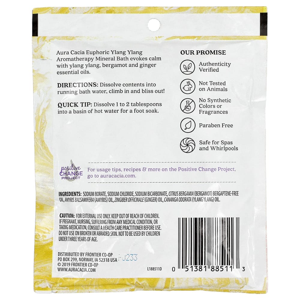 Aura Cacia Aromatherapy Mineral Bath, Euphoric Ylang Ylang, 2.5 oz (70.9 g)