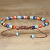 Rainbow Chakra Heishi Bead Bracelet – Gold Accent Adjustable Boho Jewelry, Balance Joy Gift for Men & Women