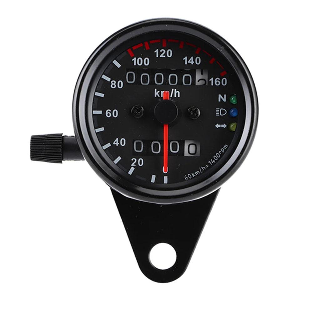 Motorcycle Digital Odometer Speedometer Gauge 160 km/h Max Speed LED Display Headlight Neutral Turn Signal Indicators Black