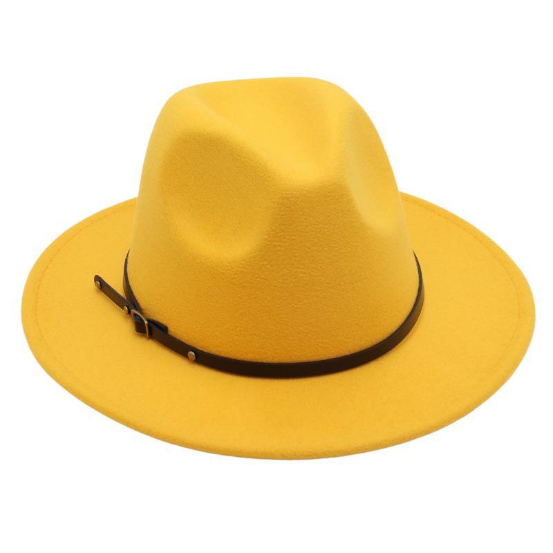 Amazon Simple Top Hat Suit British Jazz Hat Men'S And Women'S Felt Hat Foreign Gas Belt Buckle Tweed Hat Jackson