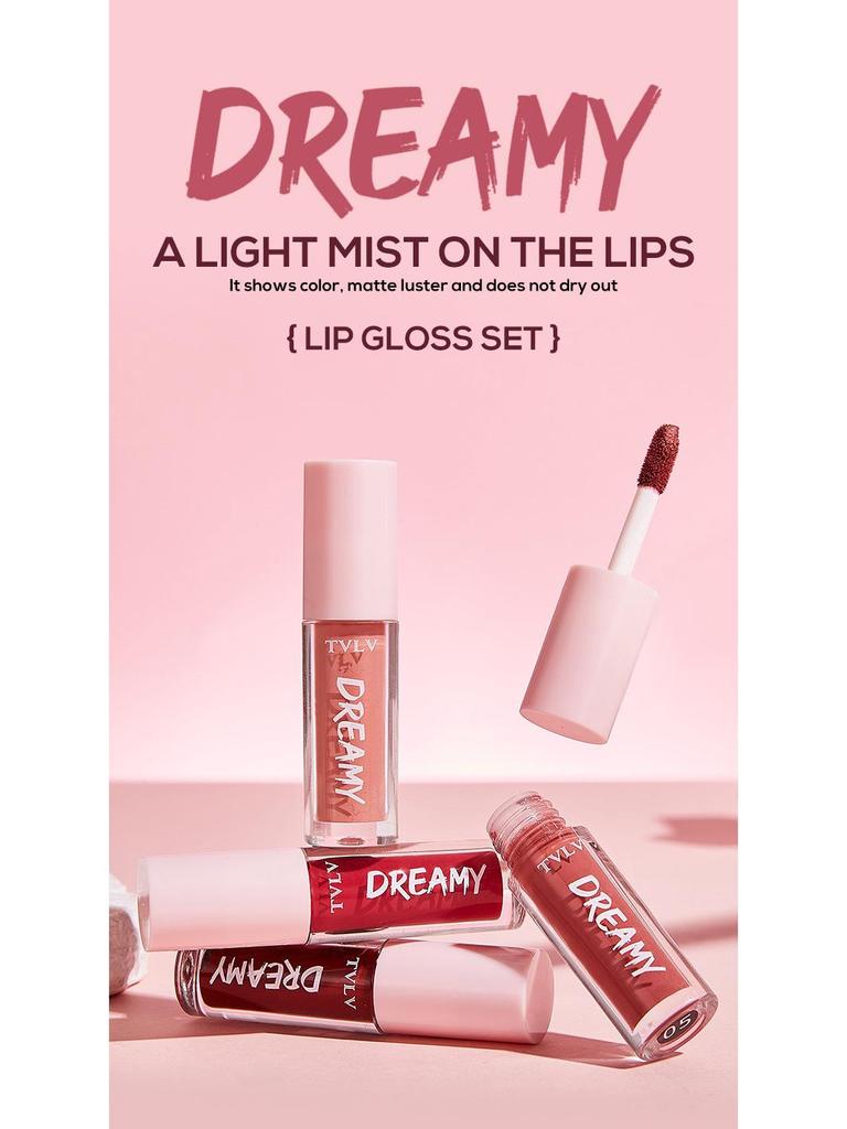 TVLV 10-Piece Matte Velvet Lip Gloss Set - Waterproof & Sweatproof