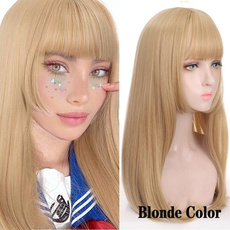 

LUPU женский парик Лолита синтетические длинные прямые черные коричневые искусственные накладные волосы натуральные парики для косплея с челкой высокая температура 60CM