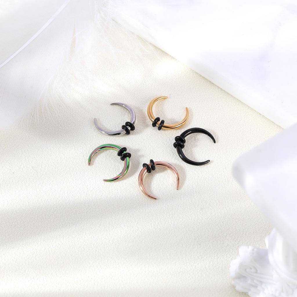 1 Piece Punk Ox Horn Shape Stainelss Steel Septum Piercing 14G&16G Taper Stretcher Nose Ring Black Noses Expander 8MM/10MM