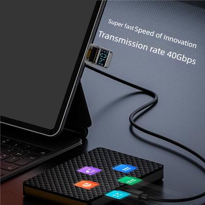 USB C To USB C Digital Display Adapter 100W Fast Charging Male To Female Extension Adapter 40Gbps Data Transfer