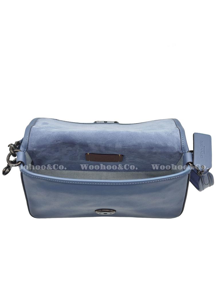 Coach Tabby 26 Flap Rhinestone C Logo Buckle Leather Shoulder Bag Women Shoulder Bag Washed-Denim C4823-V5D61
