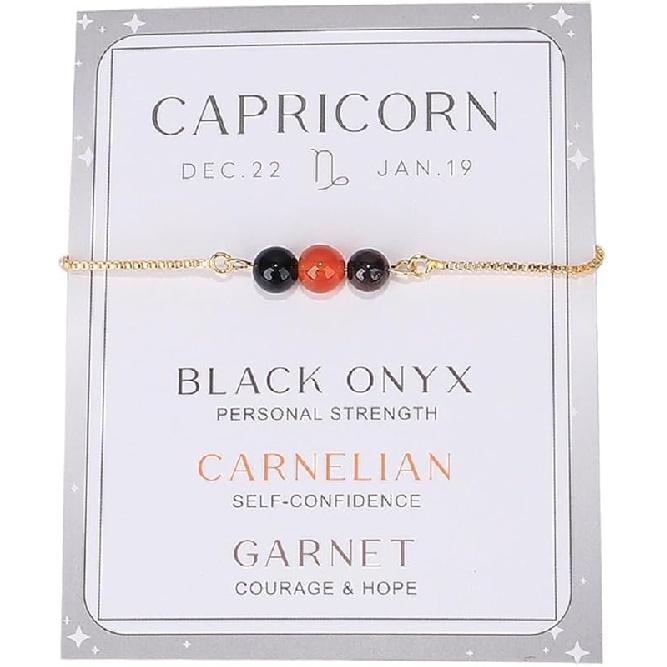 COLORFUL BLING Zodiac Bead Bracelets Healing Crystal 12 Constellation Natural Stone Chakra Stretch Adjustable Bracelets Birthstone Anxiety Relief