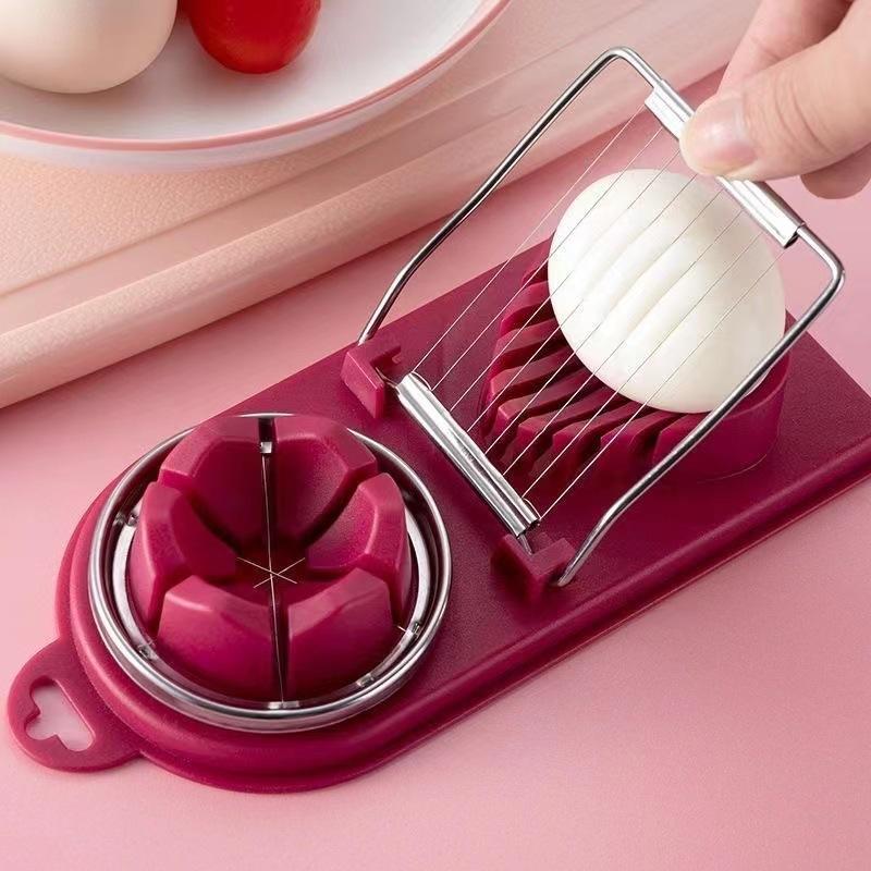 Multi Functional Egg Cutting Artifact Kitchen Household Stainless Steel Cutter Preserved Eggs Divider Two In One Egg Cutter