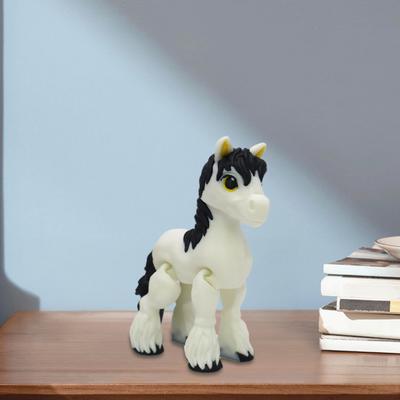 3D Printed Horse Figurine Movable Joints Pony Statue Stress Relief Fidget Toy Educational Animal Model Desktop Decoration Ornament