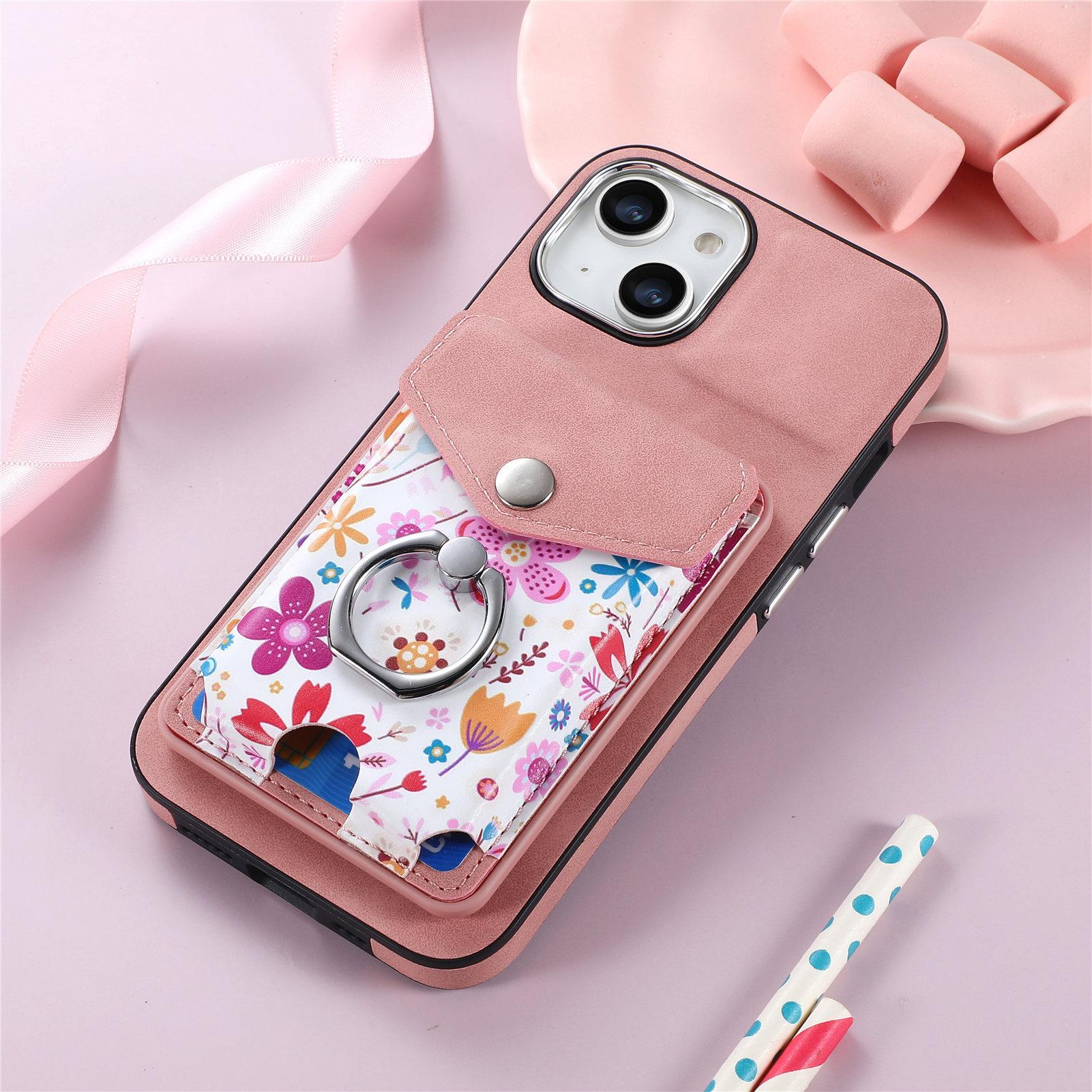 

Для Apple 16 Pro Max Чехол для мобильного телефона Магнитный чехол для карты Sam A54 Flower S24 Ultra Чехол Samsung A72 розовый