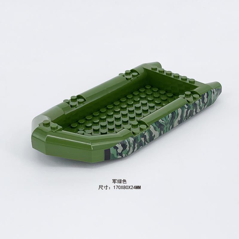 MOC 1PCS Puzzle High-Tech Military Rubber Boats Building Blocks Small Ship Vehicle Brick Particle Toy Children Birthday Kid Gift