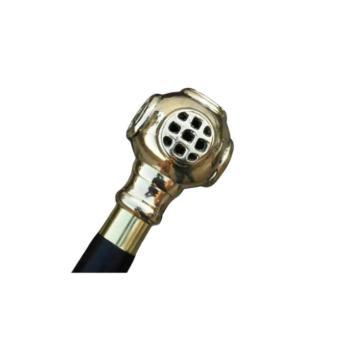 Brass Style Designer Head Handle Wooden Walking Stick Vintage Cane Antique Gift