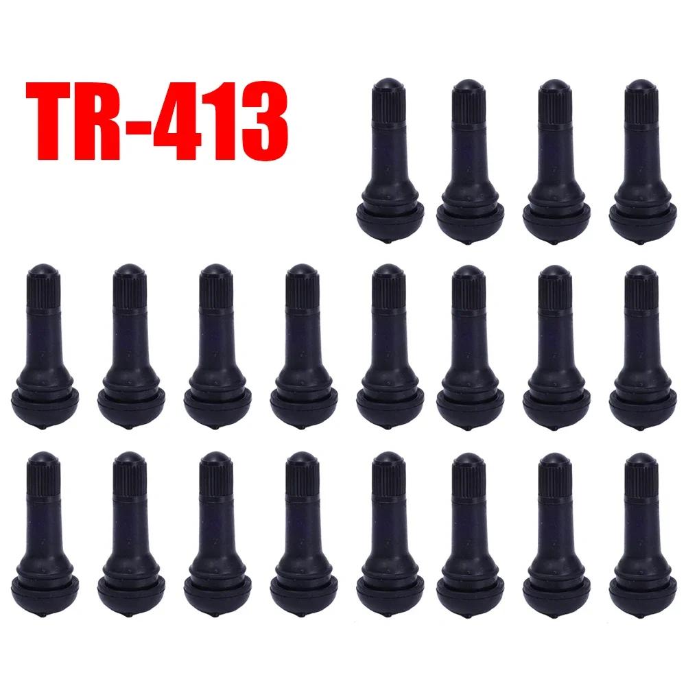 TR413 TR414 Vacuum Tire Valve Nozzle with Dust Cap Car Motorcycle Bicycle Snap-in Tubeless Tyre Rubber Valve Replaceable Parts