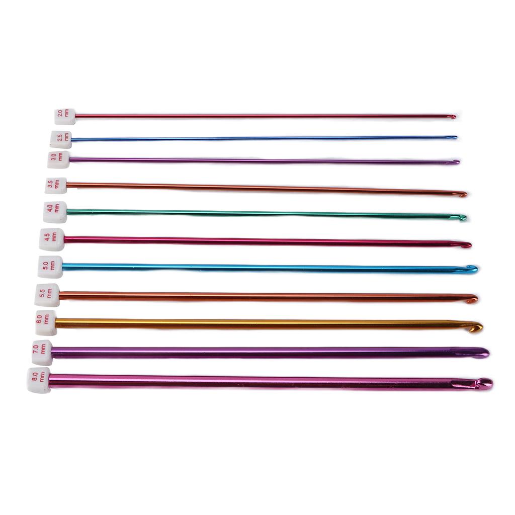 Häkelnadeln 2,0 mm - 8,0 mm Mehrfarbiges Aluminium Afghanistan Häkelnadel-Set für Anfänger Strickliebhaber