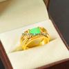 Jade Oval Cut With 925 Sterling Silver Gold Plated Ring For Men's #B143 JL375671584174