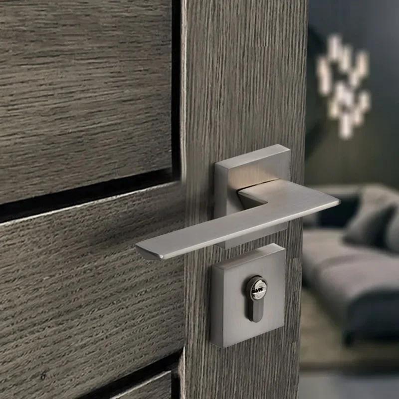 Indoor Bedroom Silent Room Door Lock Nordic Nickel Brushed Split Lock Simple Household Handle Lock Sub-nickel door lock
