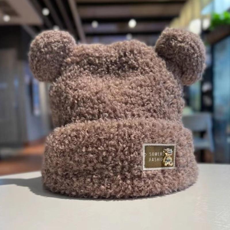 Krásná větruodolná zimní plyšová čepice ve tvaru medvědích uší Harajuku klobouk pro ženy muže Udržujte uši v teple klobouk potřeby do chladného počasí