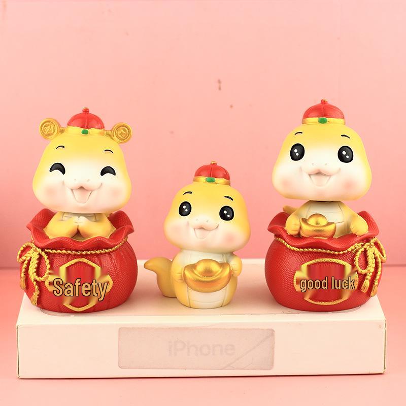 Adorable Bobblehead Resin Figures for Car or Desk Decoration - Perfect New Year Gift
