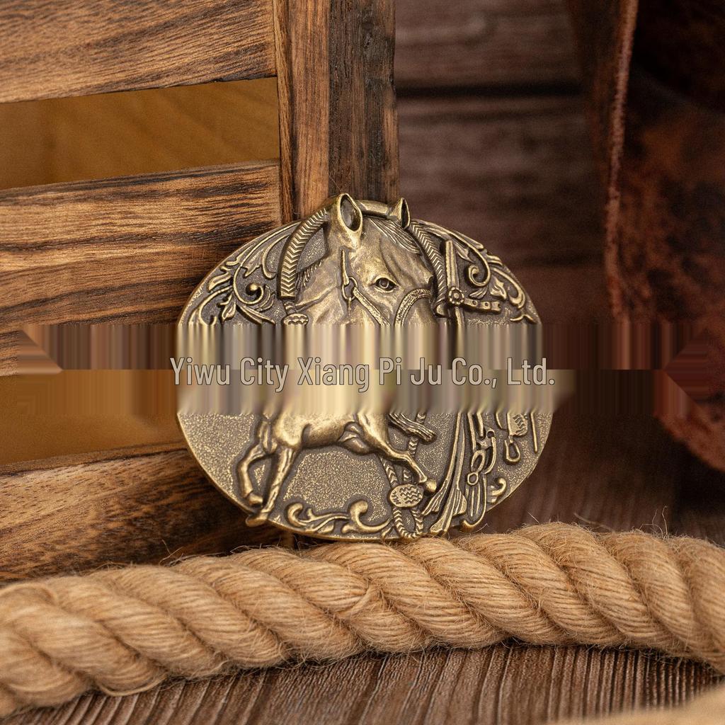 Retro Western Zinklegierung Halbovale Gürtelschnalle mit Pferde-Design