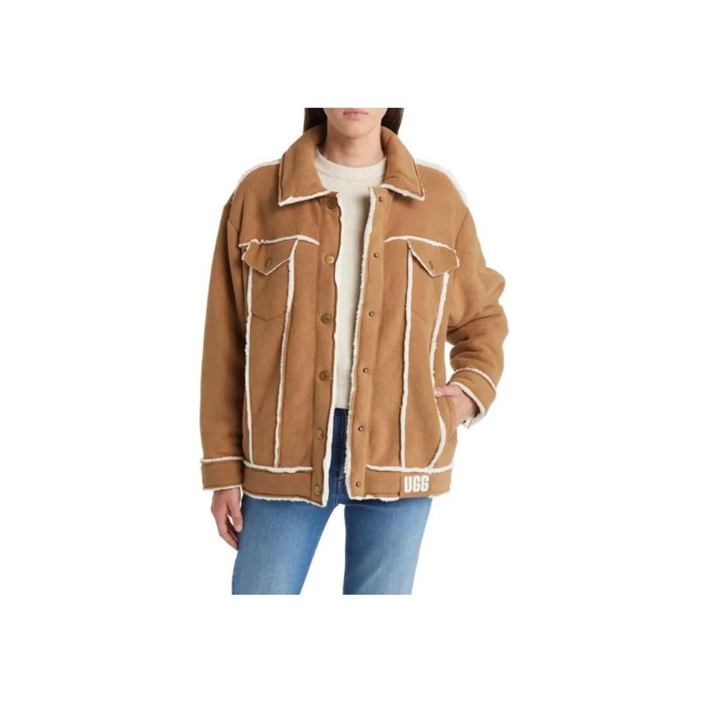 UGG Fitted Single-Breasted Long Sleeve Coat Women Coats Brown 1144590