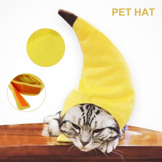 Pet Cap Fastener Tape Dress-up Soft Pet Cats Dogs Banana Beanie Cap for Festival