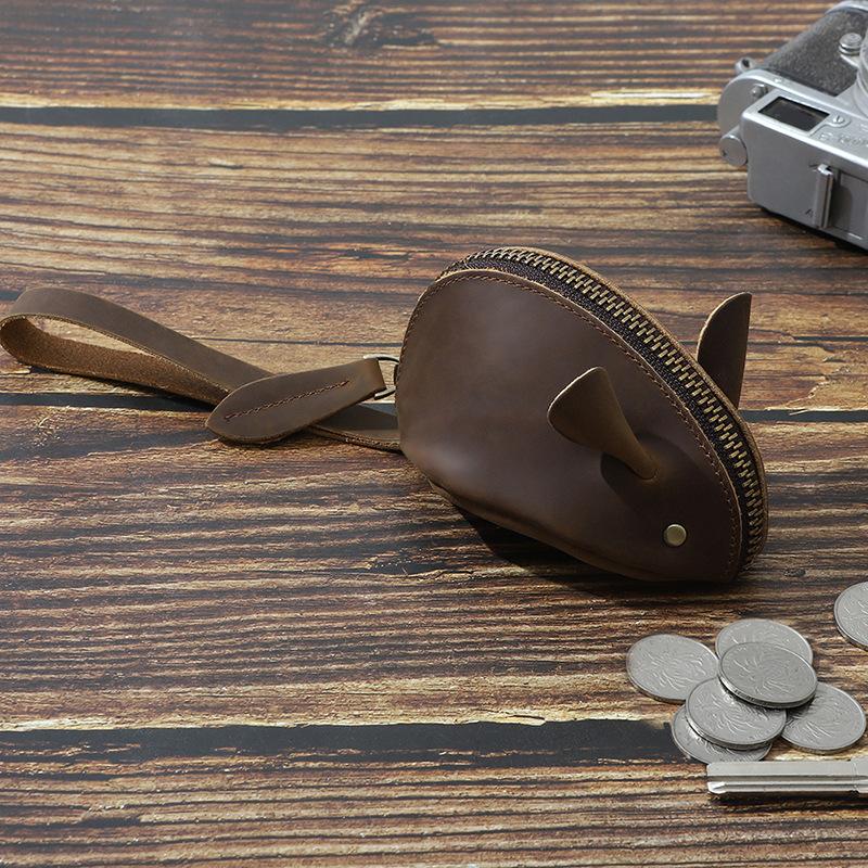 Genuine Leather Coin Purse Cartoon Key Case Multi-functional Hand-held Storage Bag Small Wallet