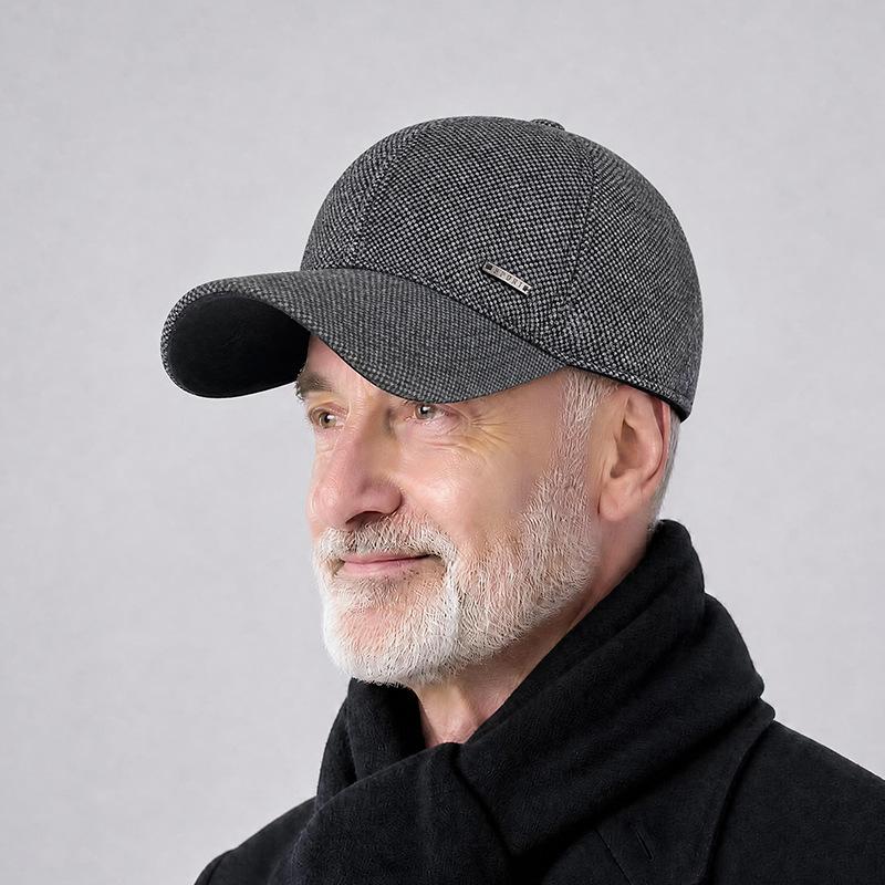 Mens Winter Warm Baseball Cap with Ear Flaps Windproof Dad Hat