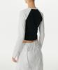 MUSINSA STANDARD WOMAN Women'S Slim Crop Raglan Long Sleeve T-Shirt [Black/White]