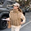 Autumn and Winter New Cotton Vest Women's Style Short Hooded Thickened Sleeveless Cotton Vest Vest Vest Jacket Trendy