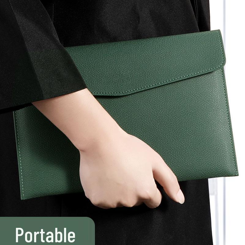 A4 Textured Leather File Bag, Custom Logo, Waterproof, Large Capacity Document Holder