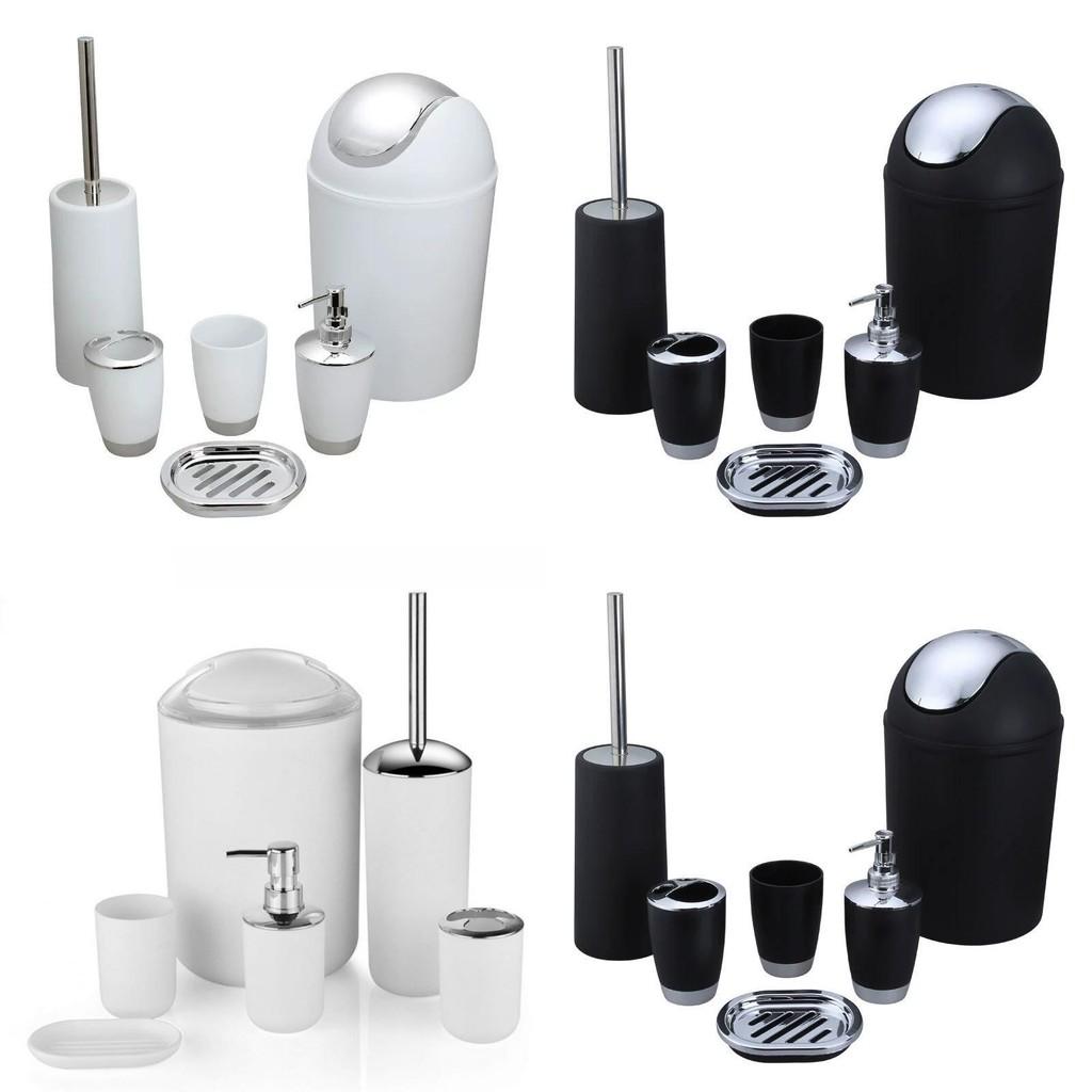 Bathroom Accessories Six Piece Plastic Washroom Set With Toothbrush Cup And Storage For Gift And Office