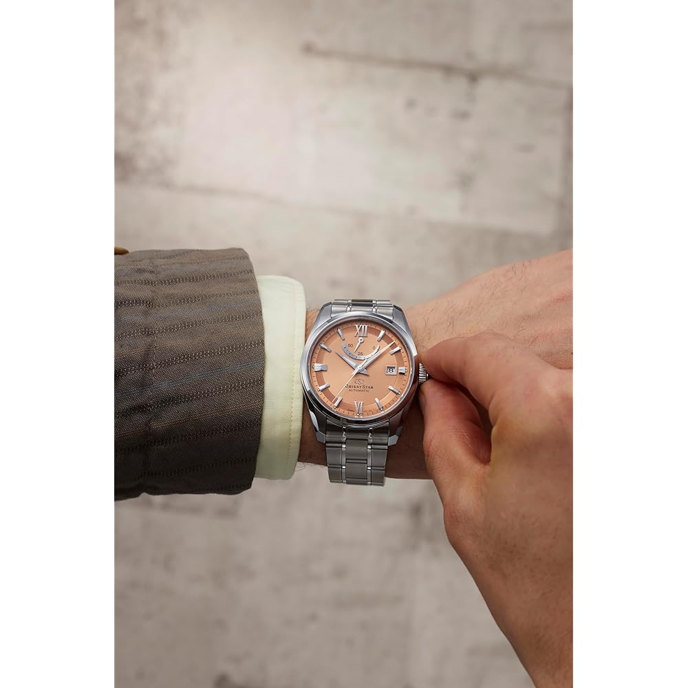 Pánské automatické hodinky Orient Star RK-AU0108G s moderním datem, mechanickým strojkem, vyrobené v Japonsku, 2letá záruka výrobce, měděné