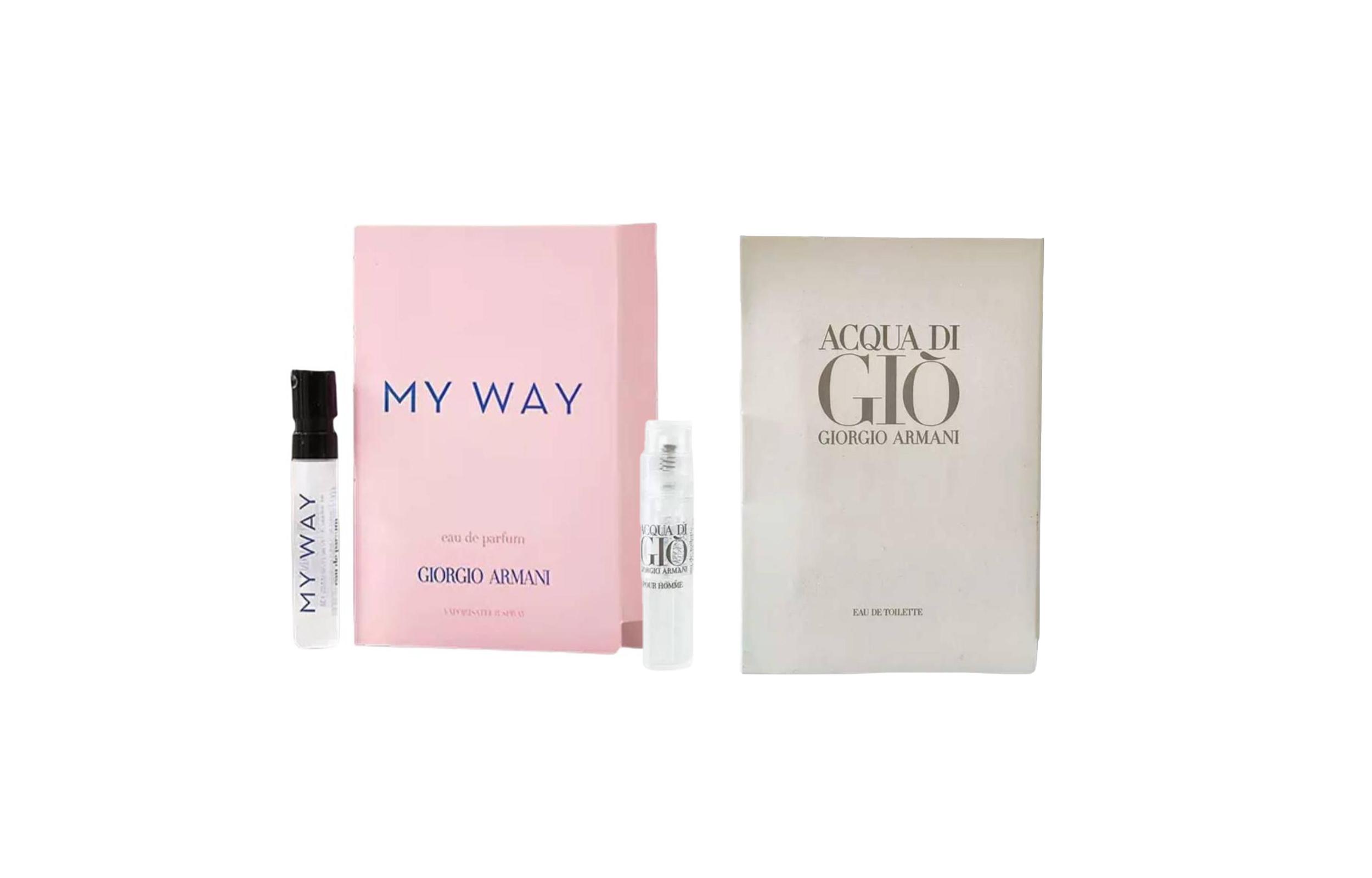 

Giorgio Armani 2-Piece Fragrance Sample Set: My Way Eau De Parfum + Acqua Di Giò Eau De Toilette Limitless Self 1.2ml+Affection Men s 1.2ml