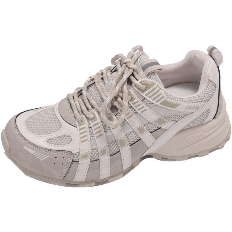 

Leather Daddy Shoes Women 2025 Summer New Mesh Breathable Retro Outdoor Mountaineering Platform Casual Sneakers Tide 35 бежевый