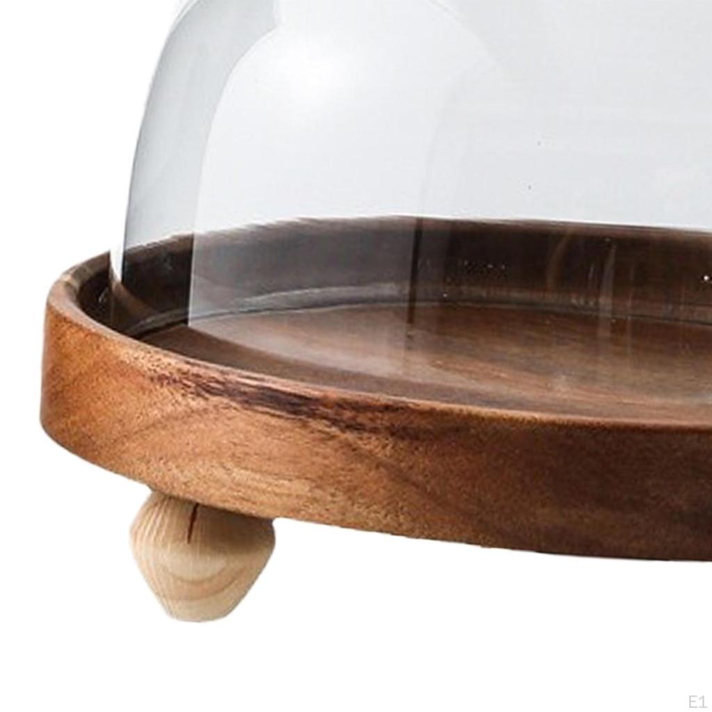 Cake Holder with Dome Fruit Plate Pastries Presentation Bowl Wood Dessert for Gastronomy