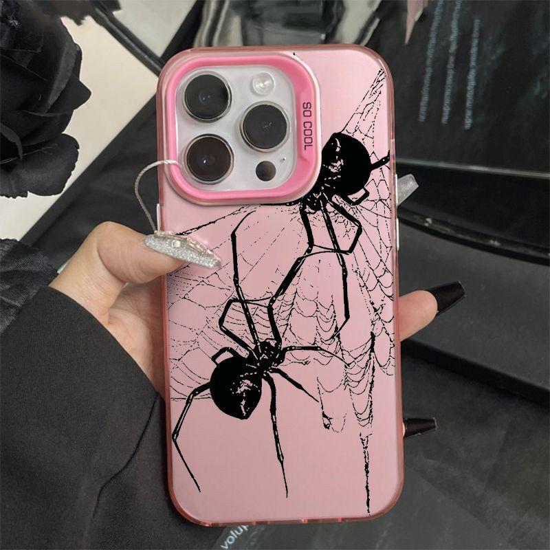 Black Spider Couple Phone Case Cover for Iphone 11 14 Pro Max XR 13 12 Pro X XS 15 Pro Max Shell Matte IMD Hard Armor Fundas