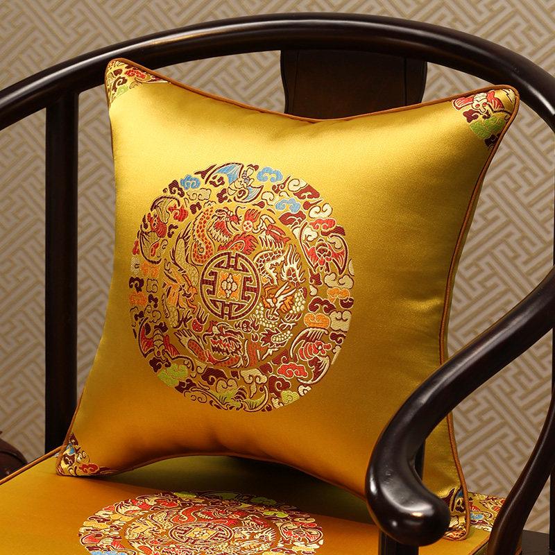 Chinese-Style Jacquard Square Pillow Cover Embroidered Lumbar Pillow Case Sofa Large Backrest Cover Hotel Office Home Decor