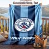 Flanel Battaniye Manchester City Baskılı Özel İsim Yazılı Yumuşak Koltuk Yatak Örtüsü