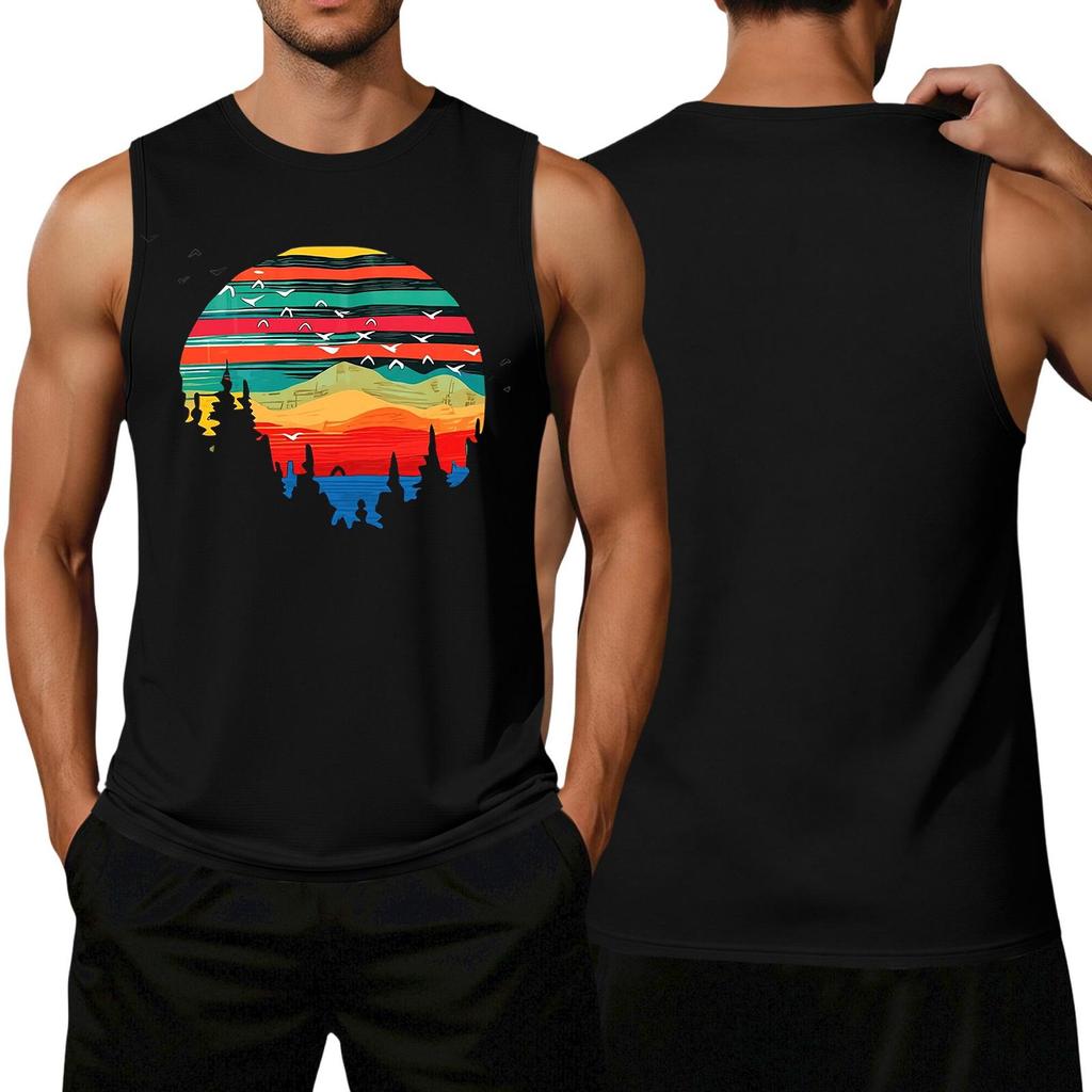Men's Loose Casual Hawaiian Print Sleeveless Top