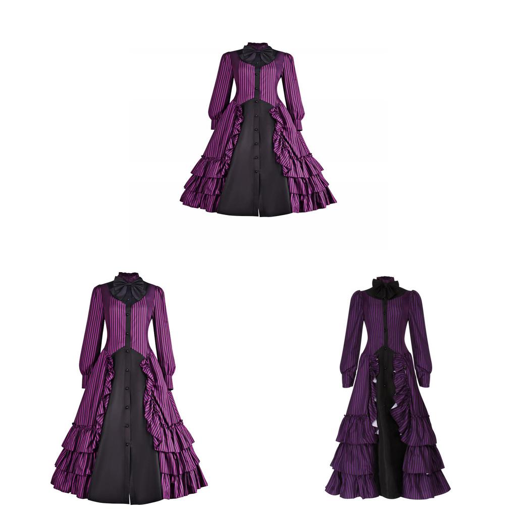 Abito Ruffled Medievale Gotico Vintage Costume Cosplay Per Eventi A Tema