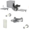 Wall Climbing Cat Game, 6-Piece, Condominium, Platform, Hammock, Ladders, Scratching Board, Gray