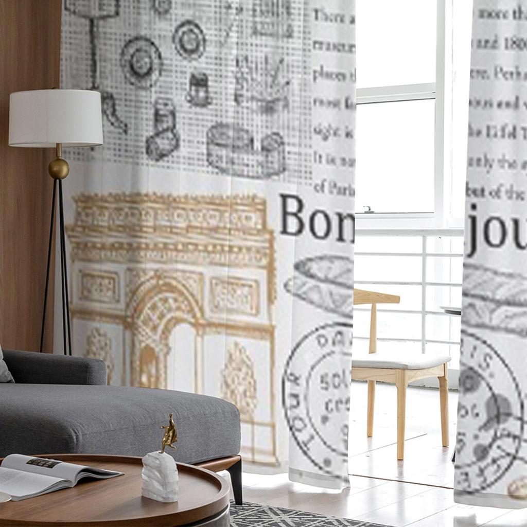 Paris Eiffel Tower Tulle Sheer Window Curtains For Living Room The Bedroom Modern Chiffon Voile Organza Curtains Decor Drapes
