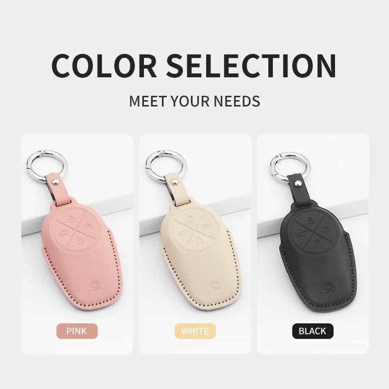 Car Remote Key Case Cover Shell Fob for Wei Lai NIO ET5 ET7 ES7 EC7 ES6 ES8 2018-2025 PU Keychain Car Styling Accessories
