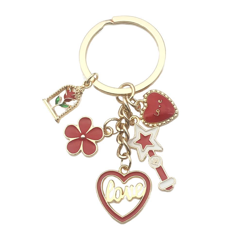 Lipstick & High Heels Keychain with Red Wine Glass Pendant