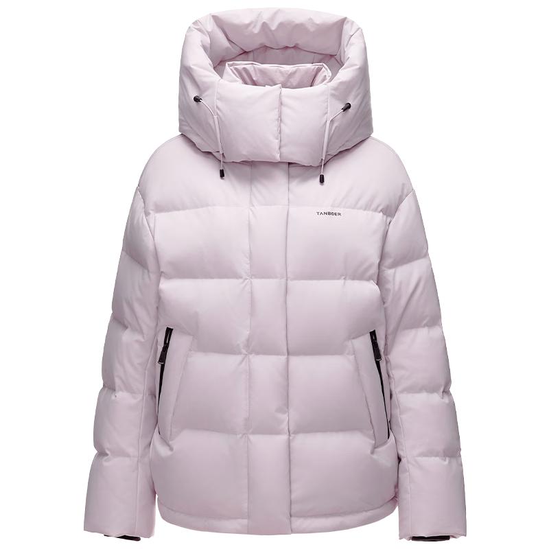 Tamboer Women s Short Puffer Down Jacket with Detachable Hood L